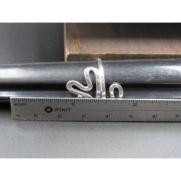 Size 8.5 Sterling Silver Pattern Abstract Finger Band Ring Vintage Statement - Picture 6 of 7